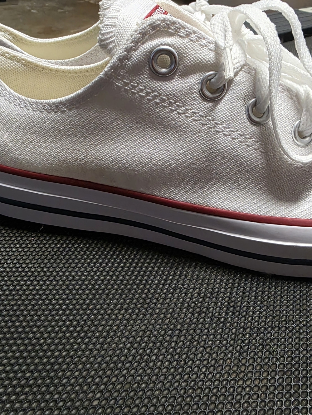 Converse All Star Low Top Sneakers - White with Red Trim - Picture 3 of 8